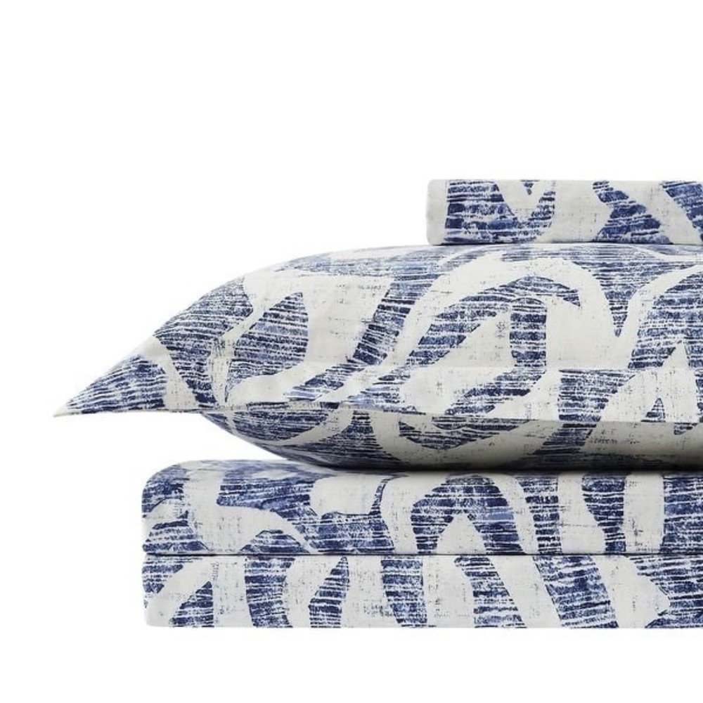 Twin XL Duvet Cover Set 3pc Blue Batik Boho Abstract Microfiber Soft New NWOT